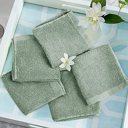Yoofoss Luxury Washcloths Towel Set 10 Pack Baby Wash Cloth for Bathroom-Hotel-Spa-Kitchen Multi-Purpose Fingertip Towels & Face Cloths - Green - color: Green