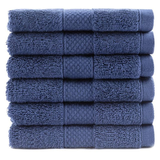 Maisonette Loft Egyptian Cotton Turkish Hand Towels - Soft, Absorbent Washcloths for Face - Ideal Quick Dry Small Towel Wash Cloth Set for Bathroom - (13" x 13", 6 Pack) - Navy Blue - color: Navy, style: Washcloths Set of 6