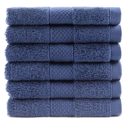 Maisonette Loft Egyptian Cotton Turkish Hand Towels - Soft, Absorbent Washcloths for Face - Ideal Quick Dry Small Towel Wash Cloth Set for Bathroom - (13" x 13", 6 Pack) - Navy Blue - color: Navy, style: Washcloths Set of 6