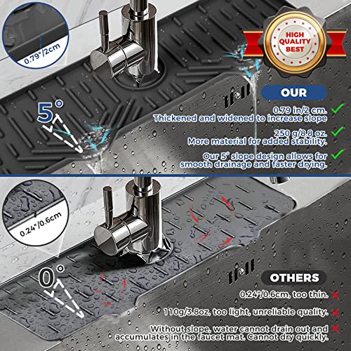 18" Kitchen Sink Faucet Splash Guard Plus Size Silicone Sink Faucet Drying Mat Faucet Handle Drip Catcher Tray Dish Sponge Holder Kitchen Sink Accessories Protector Home Organization Gadgets Organizer