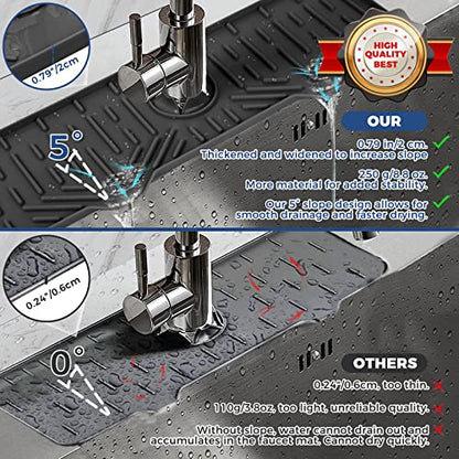 18" Kitchen Sink Faucet Splash Guard Plus Size Silicone Sink Faucet Drying Mat Faucet Handle Drip Catcher Tray Dish Sponge Holder Kitchen Sink Accessories Protector Home Organization Gadgets Organizer