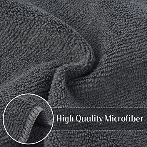Microfiber Cleaning Cloth Kitchen Dish Cloths 12x12in 12 Pack Grey | Super Absorbent, Quick Dry, No Streak, Dish Rags, Glass Cloths - color: Grey