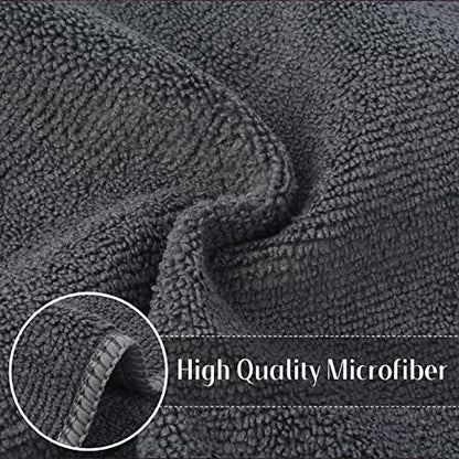 Microfiber Cleaning Cloth Kitchen Dish Cloths 12x12in 12 Pack Grey | Super Absorbent, Quick Dry, No Streak, Dish Rags, Glass Cloths - color: Grey
