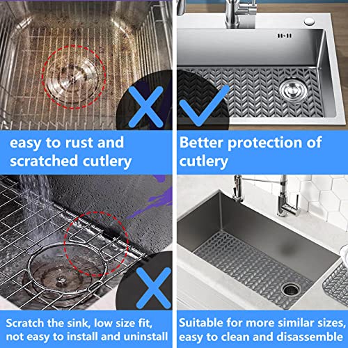 Sink Protectors for Kitchen Sink 28.6"x 14.5"Rear Silicone Sink Mat | Various sizes and styles,Protector for sinks and dish,Withstand to 500F,Food-grade silicone.Non-slip and raised feet - size: 28.6"x14.5"