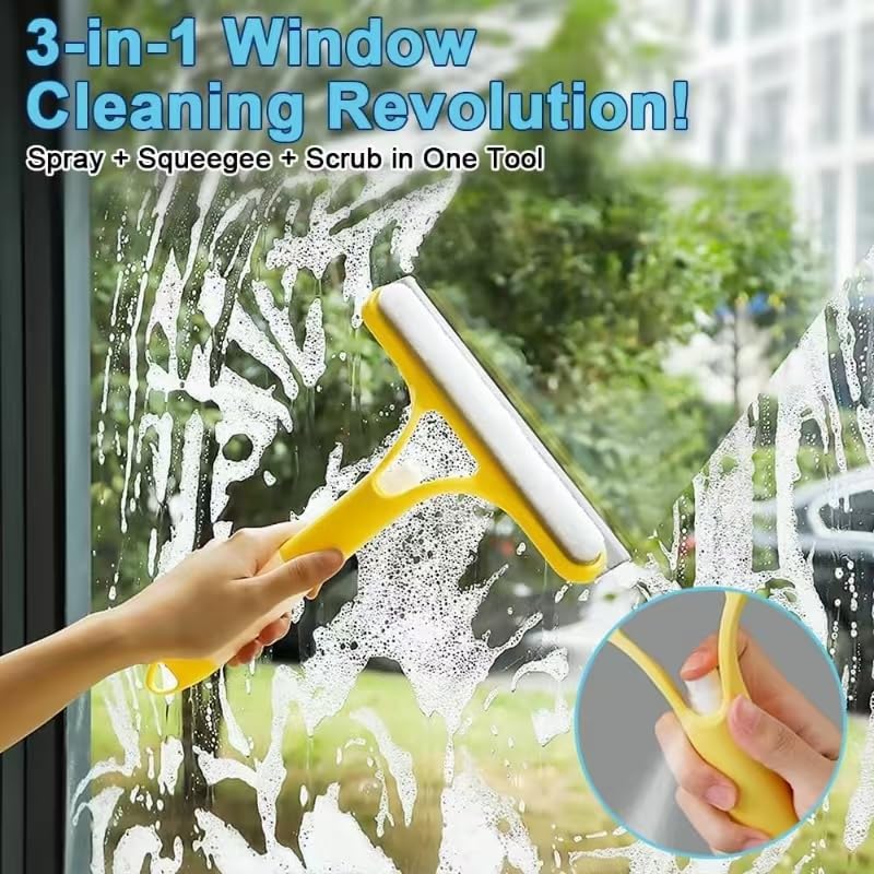 Shower Squeegee for Glass Doors All-Purpose Window Squeegee for Tile Shower Walls Mirror Bathroom Car Window Cleaning (Blue)
