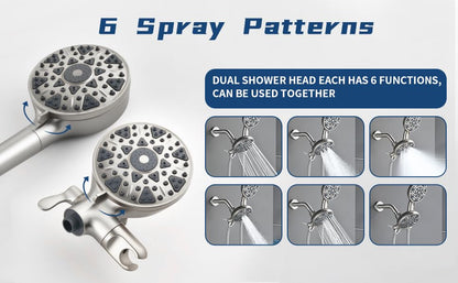 2 Handle Shower Faucet Set with Tub Spout Bathtub Shower Faucet Combo Set Shower System Complete Tub and Shower Trim Kit Brushed Nickel Wall Mounted Two Handles Shower Fixtures - color: Brushed Nickel