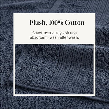 Modern Threads 6-Piece Towel Set – 100% Cotton, Quick Dry, Ultra Absorbent – Includes 2 Bath, 2 Hand, 2 Washcloths (White/Reinhart Blue) - color: Blue, style: Classic Stripe