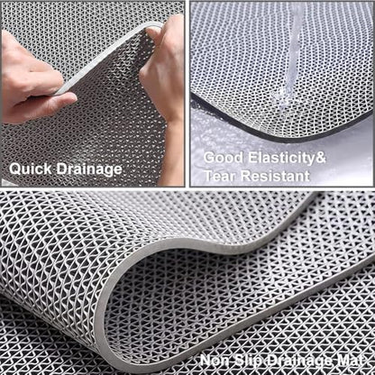 Petgrow Thick PVC Drainage Floor Mat 3FTX10FT,Non-Slip Pool Commercial Mesh Hole,Heavy Duty Deck Hollow Mat for Wet Area Bathroom Bath Shower Kitchen Restaurant Garage,Outdoor Indoor Rug,Custom Size - size: 120" x 36" (Rectangular)