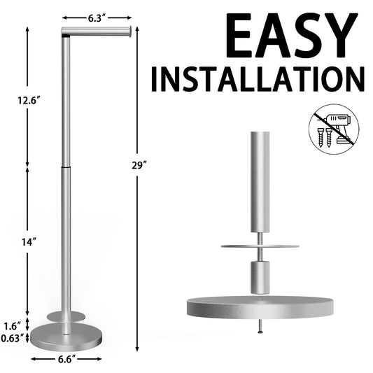 Toilet Paper Holder Stand 1 pc, Height Adjustable, Reserve Tissue for 6 Spare Rolls, Bathroom Storage, Rustproof with SUS304 Stainless Steel (Brushed Nickel) - color: Nickel Brushed