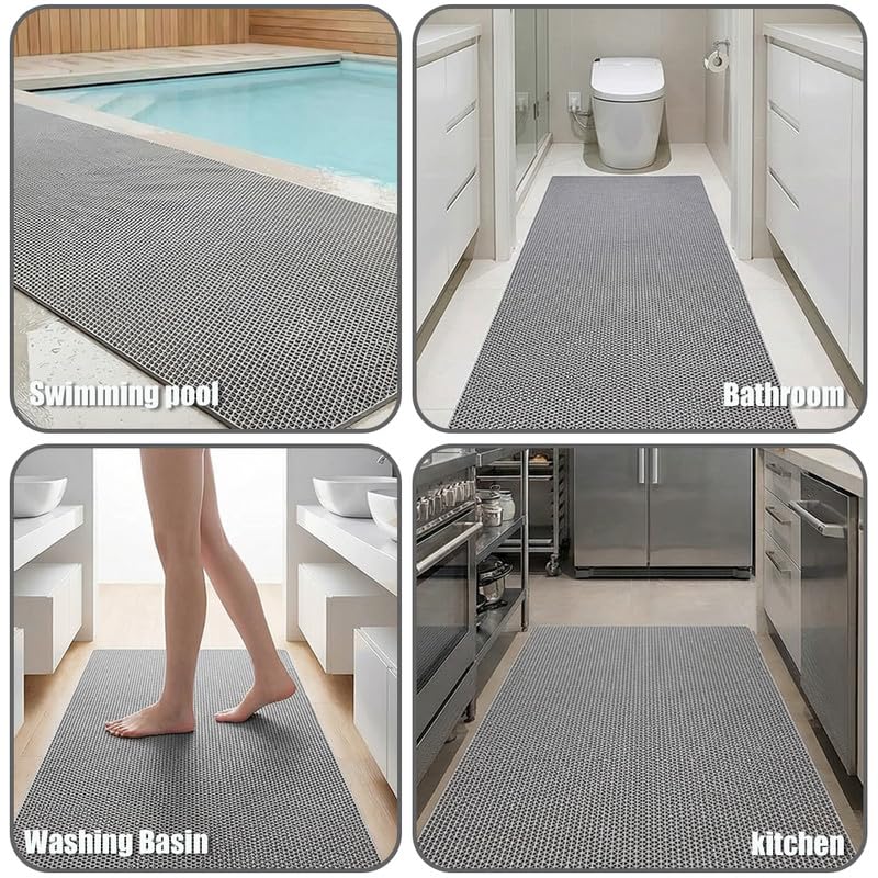 Petgrow Thick PVC Drainage Floor Mat 1FTX16FT,Non-Slip Pool Commercial Mesh Hole,Heavy Duty Deck Hollow Mat for Wet Area Bathroom Bath Shower Kitchen Restaurant Garage,Outdoor Indoor Rug,Custom Size - size: 1FTX16FT