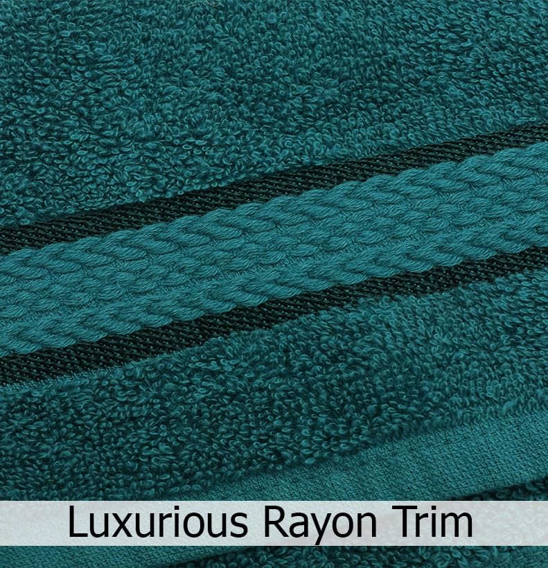 COTTON CRAFT Ultra Soft 6 Piece Towel Set - 100% Cotton Towels - Teal | Absorbent 580 GSM Quick Dry Everyday Premium Luxurious Bathroom Towels - 2 Large Bath Towels, 2 Hand Towels, 2 Washcloths - color: Teal, size: 6 Piece Towel Set
