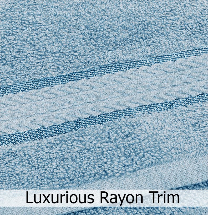 COTTON CRAFT Ultra Soft 6 Piece Towel Set - 100% Cotton Towels - Light Blue | Absorbent 580 GSM Quick Dry Everyday Premium Luxurious Bathroom Towels - 2 Large Bath Towels, 2 Hand Towels, 2 Washcloths - color: Light Blue, size: 6 Piece Towel Set