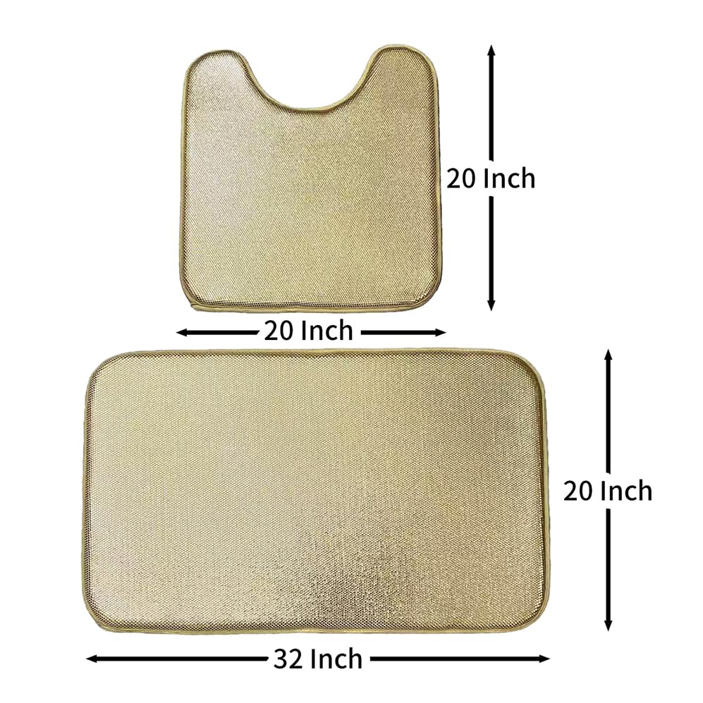 Madeals Memory Foam Bathroom Toilet Rug Set 4 Piece with Toilet Lid Cover and Tank Covers Golden - color: Golden
