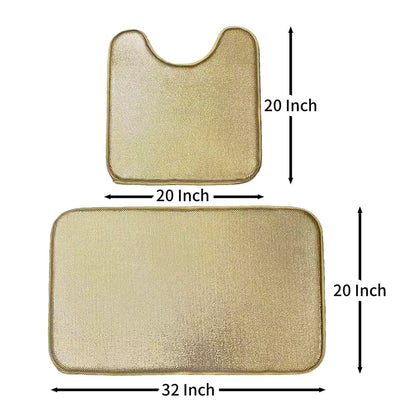 Madeals Memory Foam Bathroom Toilet Rug Set 4 Piece with Toilet Lid Cover and Tank Covers Golden - color: Golden