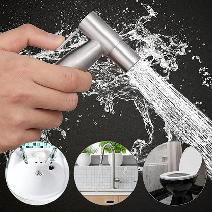 Handheld Bidet Sprayer for Toilet, Stainless Steel Bidet Head for Cloth Diaper, Pet Shower, Kitchen Cleaning, Personal Hygiene, G1/2 Hose Connectors - color: silvery sprayer head