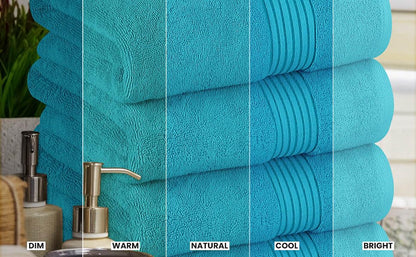 Utopia Towels Luxurious Bath Towels Set, 27x54 in, 4 Pack, Soft, Turquoise | Soft Luxurious Ring Spun Cotton Bath Towels - Lightweight, Highly Absorbent, Quick-Drying, Ideal for Daily Use - color: Turquoise