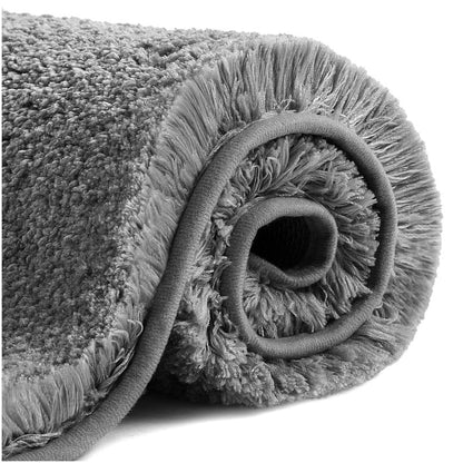 VANZAVANZU Bath Mats Non Slip Ultra Soft Absorbant Microfiber Fluffy Thick Bathroom Rugs Machine Washable (16"x24", Dark Gray) - color: Dark Gray, size: 16"x24"