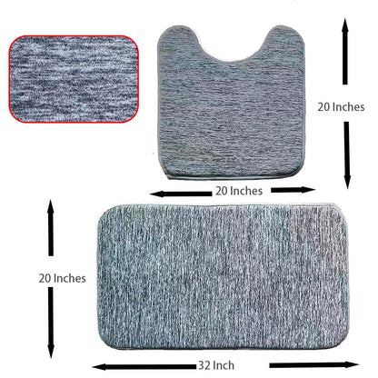 Madeals Memory Foam Bathroom Toilet Rug Set 4 Piece with Toilet Lid Cover and Tank Covers Grey Bath Rug Gradient - color: Gradient