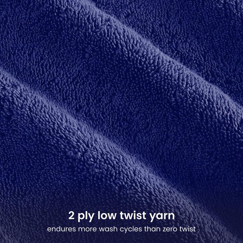 BIOWEAVES 100% Organic Cotton Bath Towel Set | 700 GSM Plush 6-Piece Premium Towel Set GOTS Certified, 2 Bath Towels, 2 Hand Towels & 2 Washcloths - Navy Blue - color: Navy Blue, size: 6 Pc Towel Set