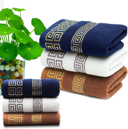 Highly Absorbent Embroidered Bath Towel Set of 3, 100% Cotton Bath Towels | 1 Bath Towel 2 Hand Towels, Super Soft and Absorbent Bathroom Towels - color: Khaki