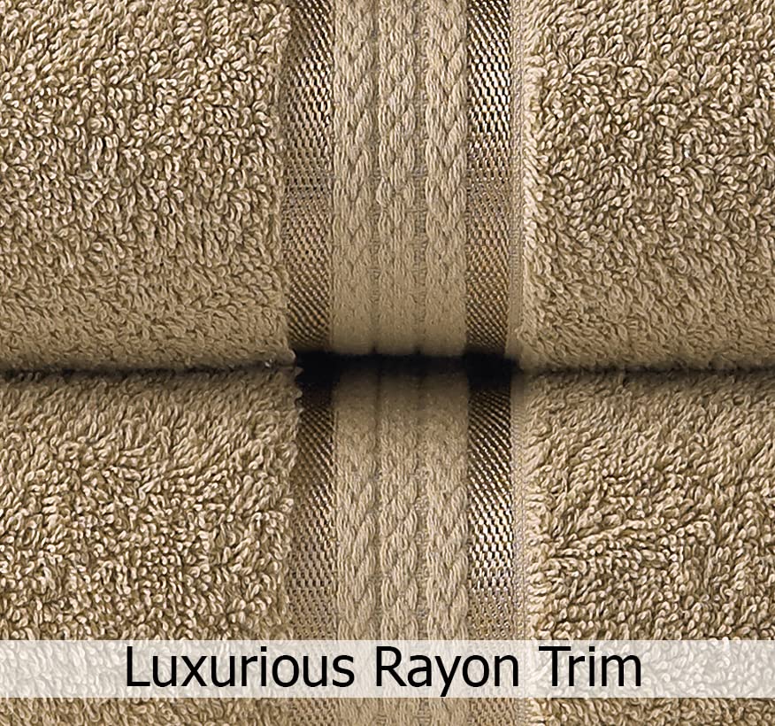 COTTON CRAFT Ultra Soft 6 Piece Towel Set - 100% Cotton Towels - Linen | Absorbent 580 GSM Quick Dry Everyday Premium Luxurious Bathroom Towels - 2 Large Bath Towels, 2 Hand Towels, 2 Washcloths - color: Linen, size: 6 Piece Towel Set