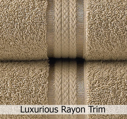 COTTON CRAFT Ultra Soft 6 Piece Towel Set - 100% Cotton Towels - Linen | Absorbent 580 GSM Quick Dry Everyday Premium Luxurious Bathroom Towels - 2 Large Bath Towels, 2 Hand Towels, 2 Washcloths - color: Linen