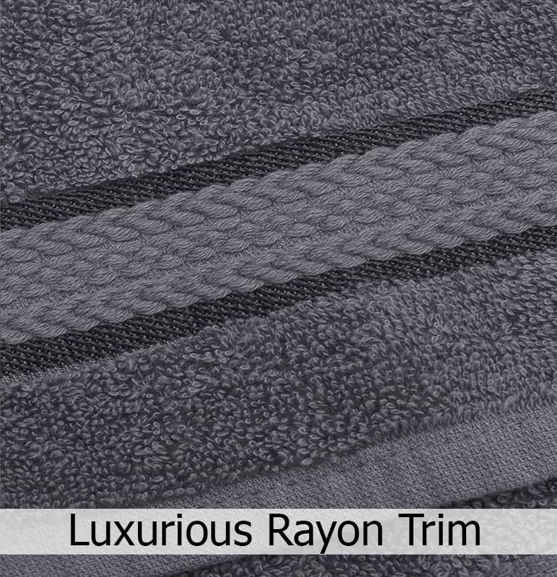 COTTON CRAFT Ultra Soft 6 Piece Towel Set - 100% Cotton Towels - Charcoal | Absorbent 580 GSM Quick Dry Everyday Premium Luxurious Bathroom Towels - 2 Large Bath Towels, 2 Hand Towels, 2 Washcloths - color: Charcoal, size: 6 Piece Towel Set