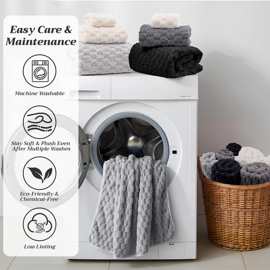 Gilprop 12 Pcs Soft Bath Towels Set for Bathroom Quick Dry 4 Bath Sheet 4 Hand Towel 4 Washcloth Absorbent Microfiber Fluffy Shower Washcloth for College Dorm Spa Gym Hotel Travel(Cold Color) - color: Cold Color